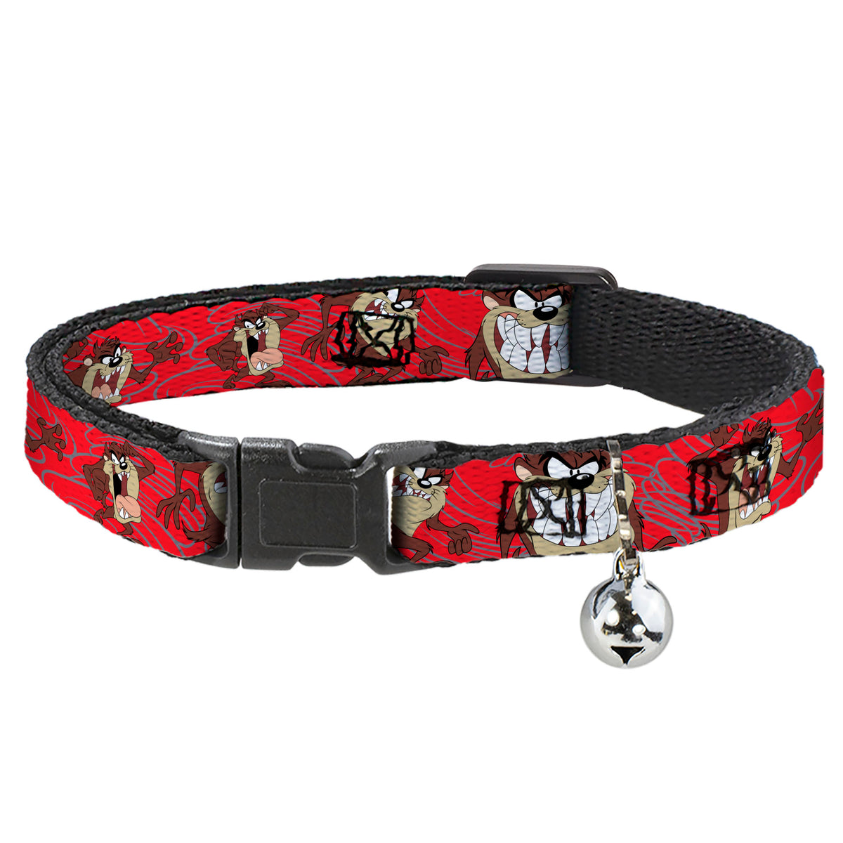 Cat Collar Breakaway - Tasmanian Devil Expressions Red Swirl Cat Collars Breakaway Side Release Looney Tunes