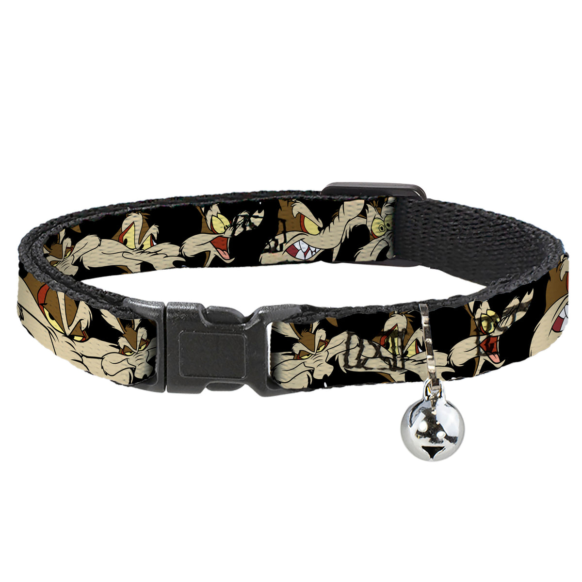 Cat Collar Breakaway - Wile E. Coyote Expressions Black Cat Collars Breakaway Side Release Looney Tunes