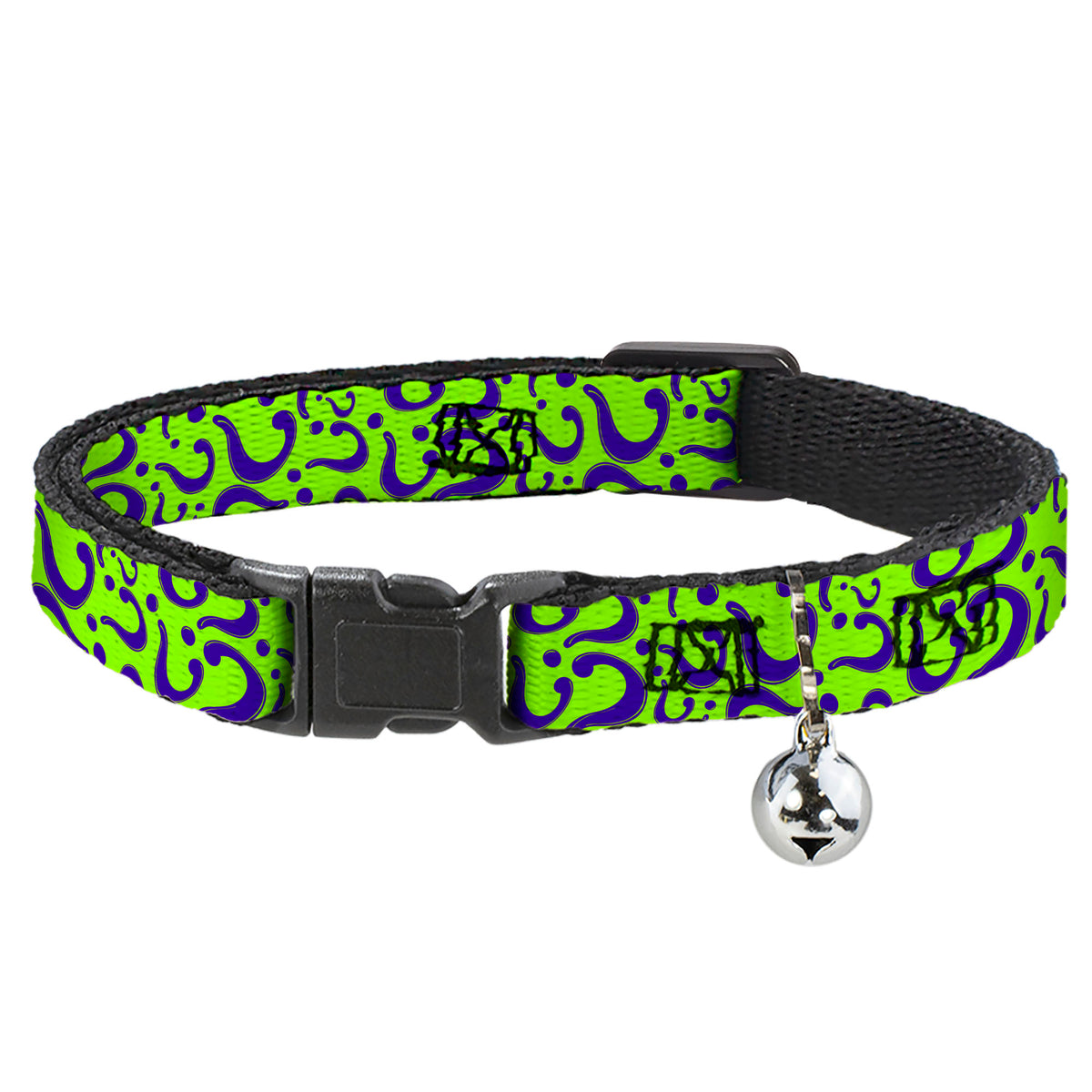 Cat Collar Breakaway - Question Mark Scattered Green Purple Cat Collars Breakaway Side Release DC Comics
