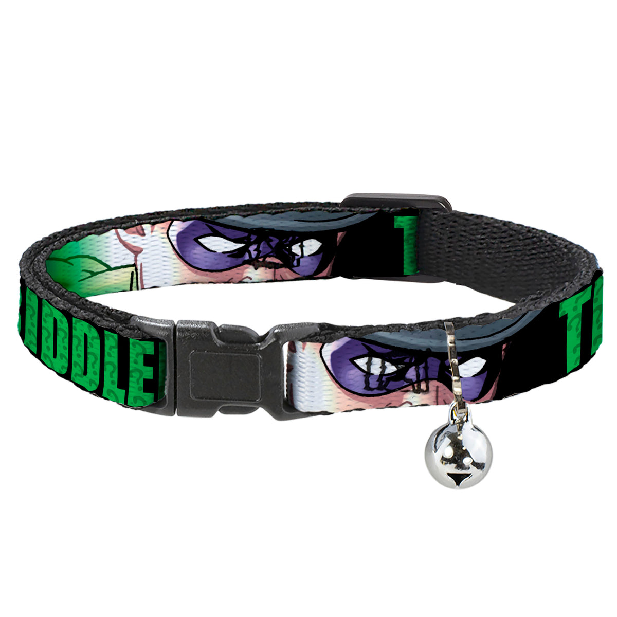 Cat Collar Breakaway - THE RIDDLER Face CLOSE-UP Black Green Cat Collars Breakaway Side Release DC Comics