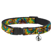 Cat Collar Breakaway - Scooby Doo and Shaggy Poses Munchies Tie Dye Multi Color Cat Collars Breakaway Side Release Scooby Doo