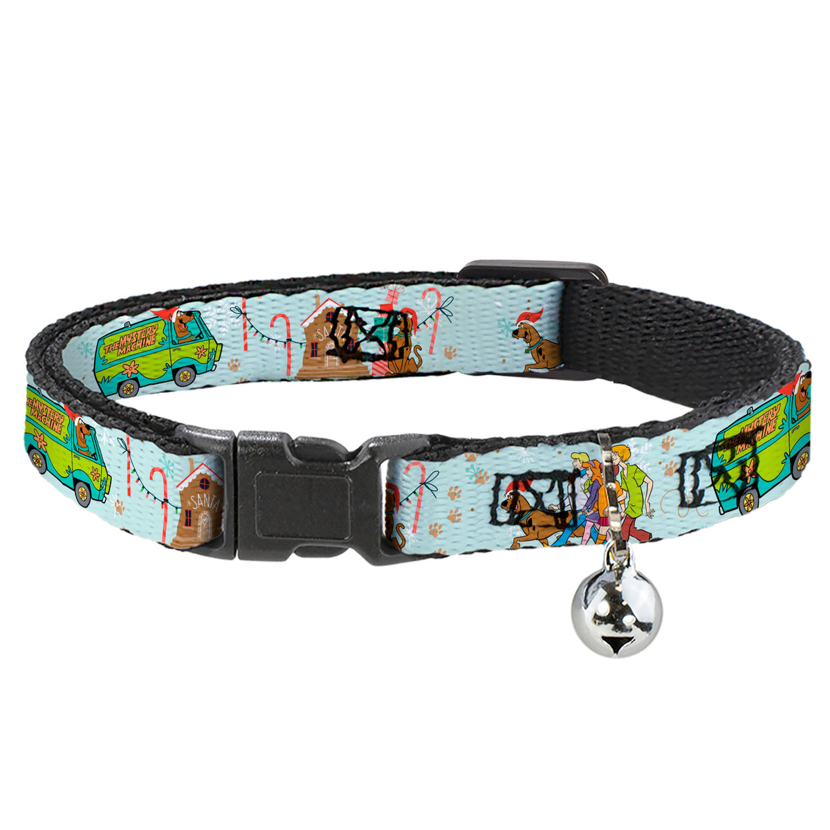 Cat Collar Breakaway with Bell - Scooby Doo Holiday Scenes and Icons Baby Blue Cat Collars Breakaway Side Release Scooby Doo