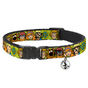 Breakaway Cat Collar with Bell - Scooby Doo Character Faces Close-Up Green Cat Collars Breakaway Side Release Scooby Doo