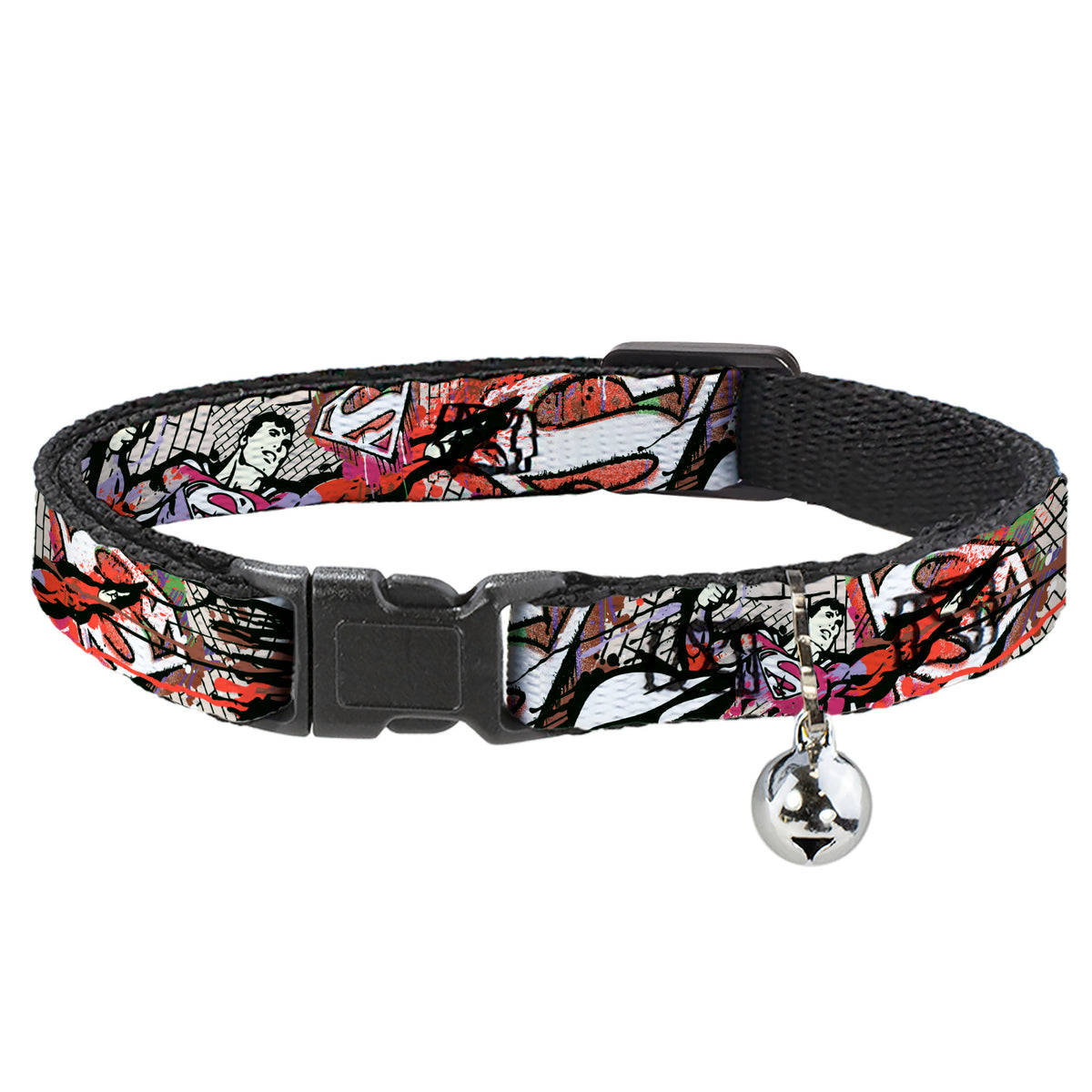 Cat Collar Breakaway - Superman Color Flying Bricks Scene Cat Collars Breakaway Side Release DC Comics