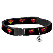 Cat Collar Breakaway - Superman Shield Black Cat Collars Breakaway Side Release DC Comics
