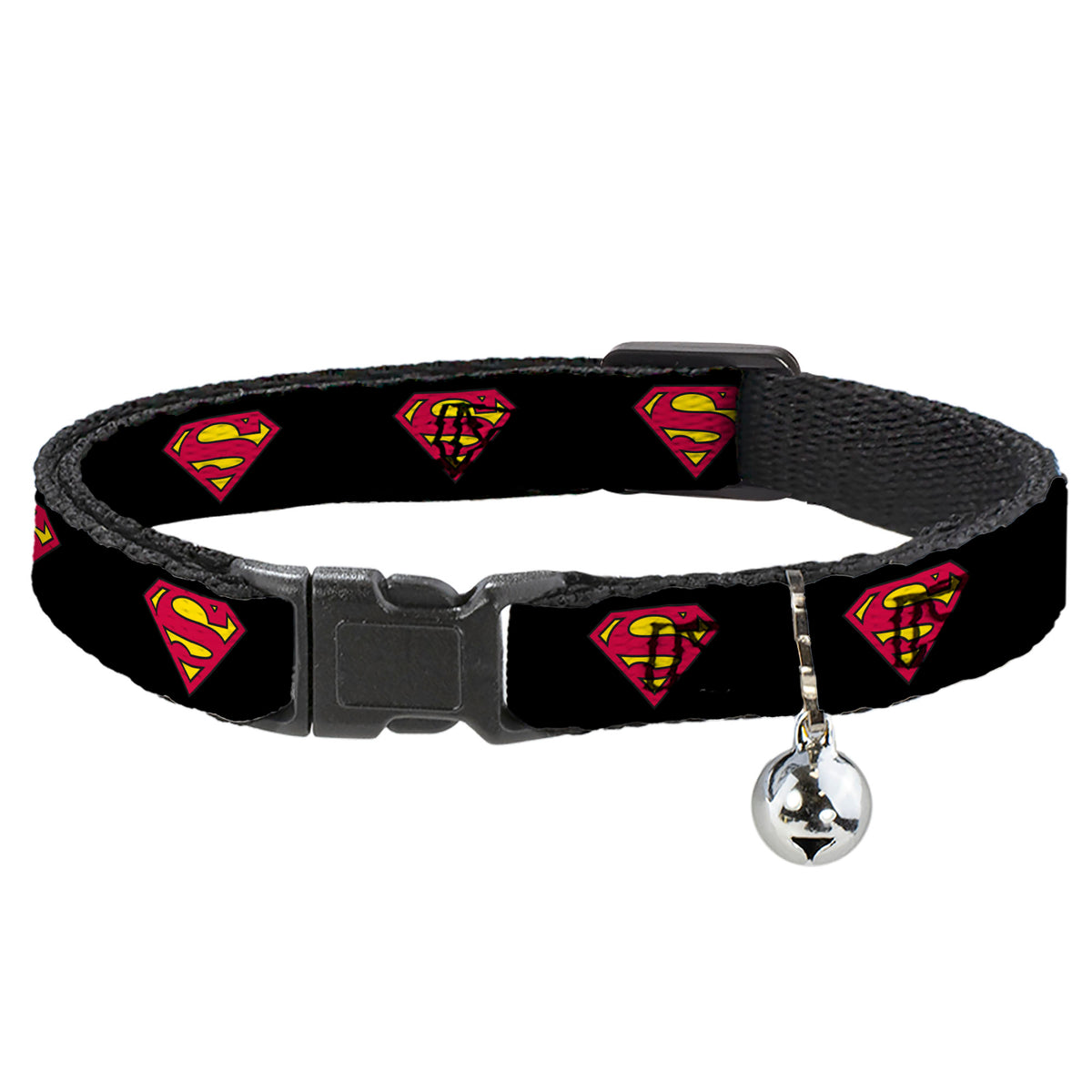 Cat Collar Breakaway - Superman Shield Black Cat Collars Breakaway Side Release DC Comics