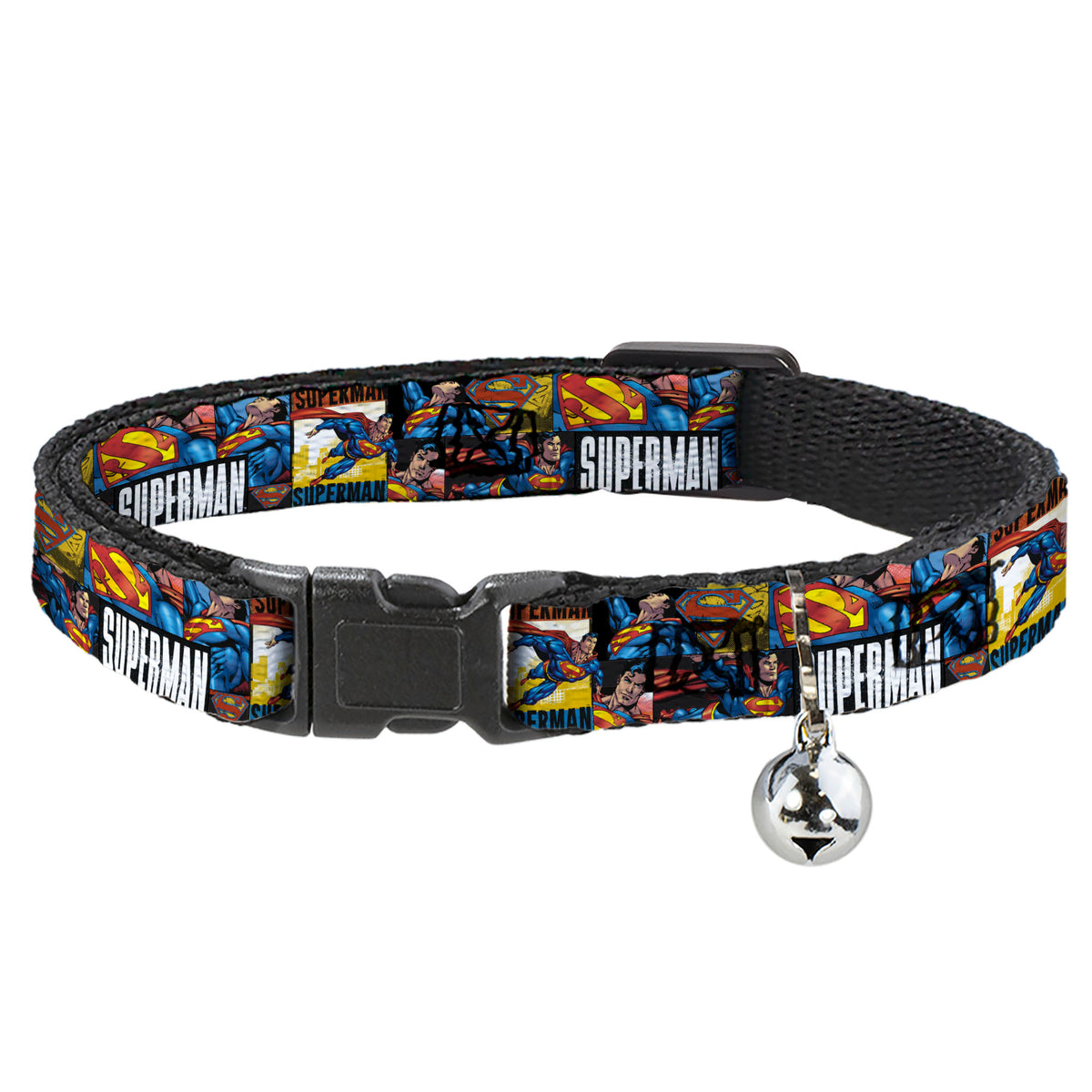 Cat Collar Breakaway - SUPERMAN Action Blocks White Cat Collars Breakaway Side Release DC Comics