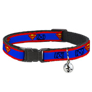 Cat Collar Breakaway - Superman Shield Stripe Red Blue Cat Collars Breakaway Side Release DC Comics