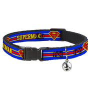 Cat Collar Breakaway - SUPERMAN Shield Stripe Blue Yellow Red Cat Collars Breakaway Side Release DC Comics