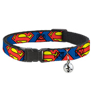 Cat Collar Breakaway - Superman Shield CLOSE-UP Blue Red Yellow Cat Collars Breakaway Side Release DC Comics