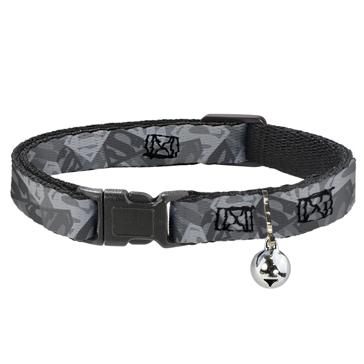 Cat Collar Breakaway - Superman Shield Camouflage Grays Cat Collars Breakaway Side Release DC Comics