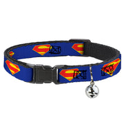 Cat Collar Breakaway with Bell - DC League of Super-Pets Superman Shield Logo Blue Red Yellow Cat Collars Breakaway Side Release DC Comics