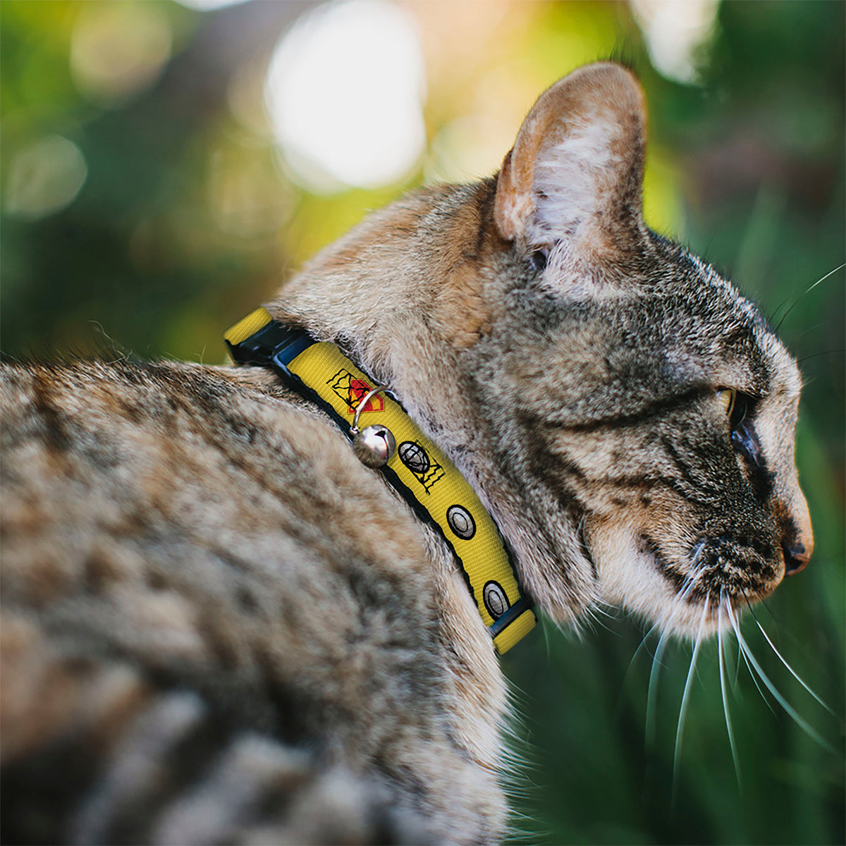 Breakaway Cat Collar with Bell - Superman Krypto Collar Icons Yellows/Red/Grays Cat Collars Breakaway Side Release DC Comics