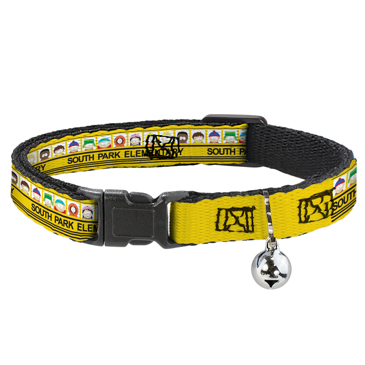 Breakaway Cat Collar with Bell - SOUTH PARK ELEMENTARY School Bus Characters Pose Yellow Cat Collars Breakaway Side Release South Park