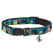 Breakaway Cat Collar with Bell - SpongeBob & Friends 8-Bit Scene Cat Collars Breakaway Side Release SpongeBob SquarePants