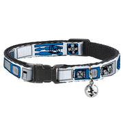 Cat Collar Breakaway - Star Wars R2-D2 Bounding Parts White Black Blue Gray Red Cat Collars Breakaway Side Release Star Wars