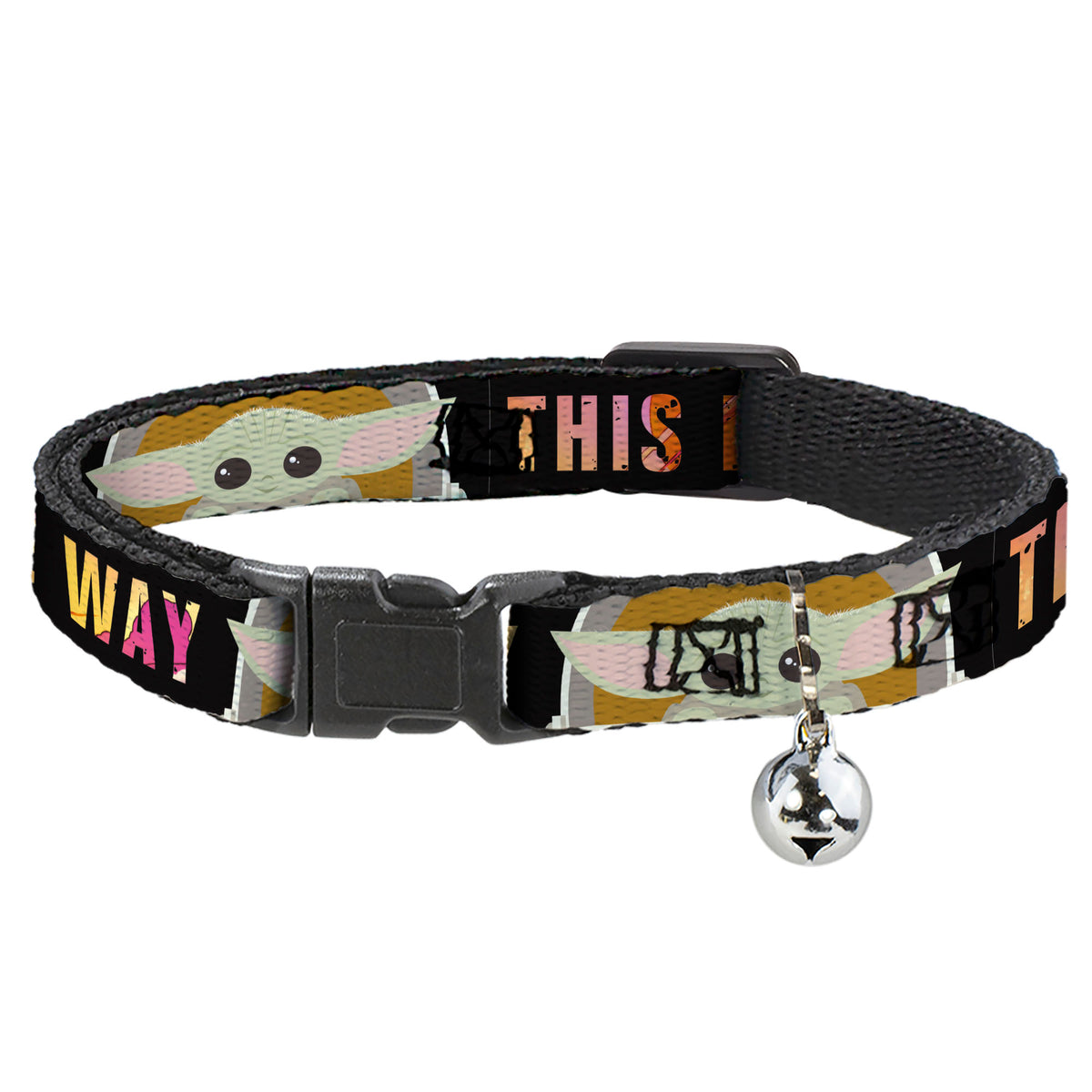 Cat Collar Breakaway - Star Wars The Child Chibi Pod Pose THIS IS THE WAY Black Multi Color Cat Collars Breakaway Side Release Star Wars