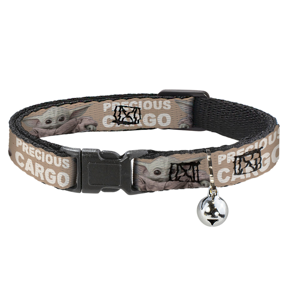 Cat Collar Breakaway - Star Wars The Child Sitting Pose PRECIOUS CARGO Tan White Cat Collars Breakaway Side Release Star Wars