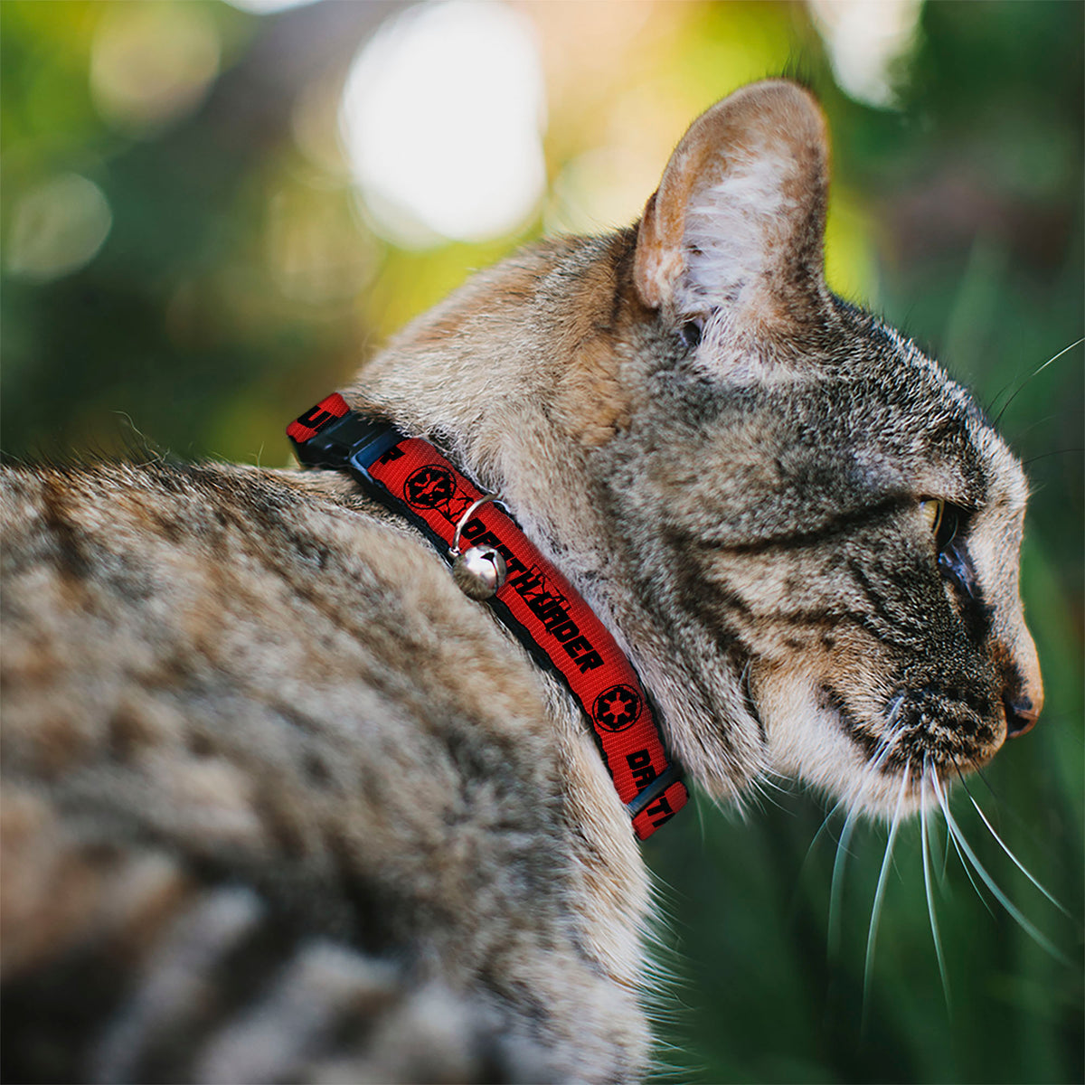 Breakaway Cat Collar with Bell - Star Wars DARTH VADER Text and Galactic Empire Logo Red/Black Cat Collars Breakaway Side Release Star Wars