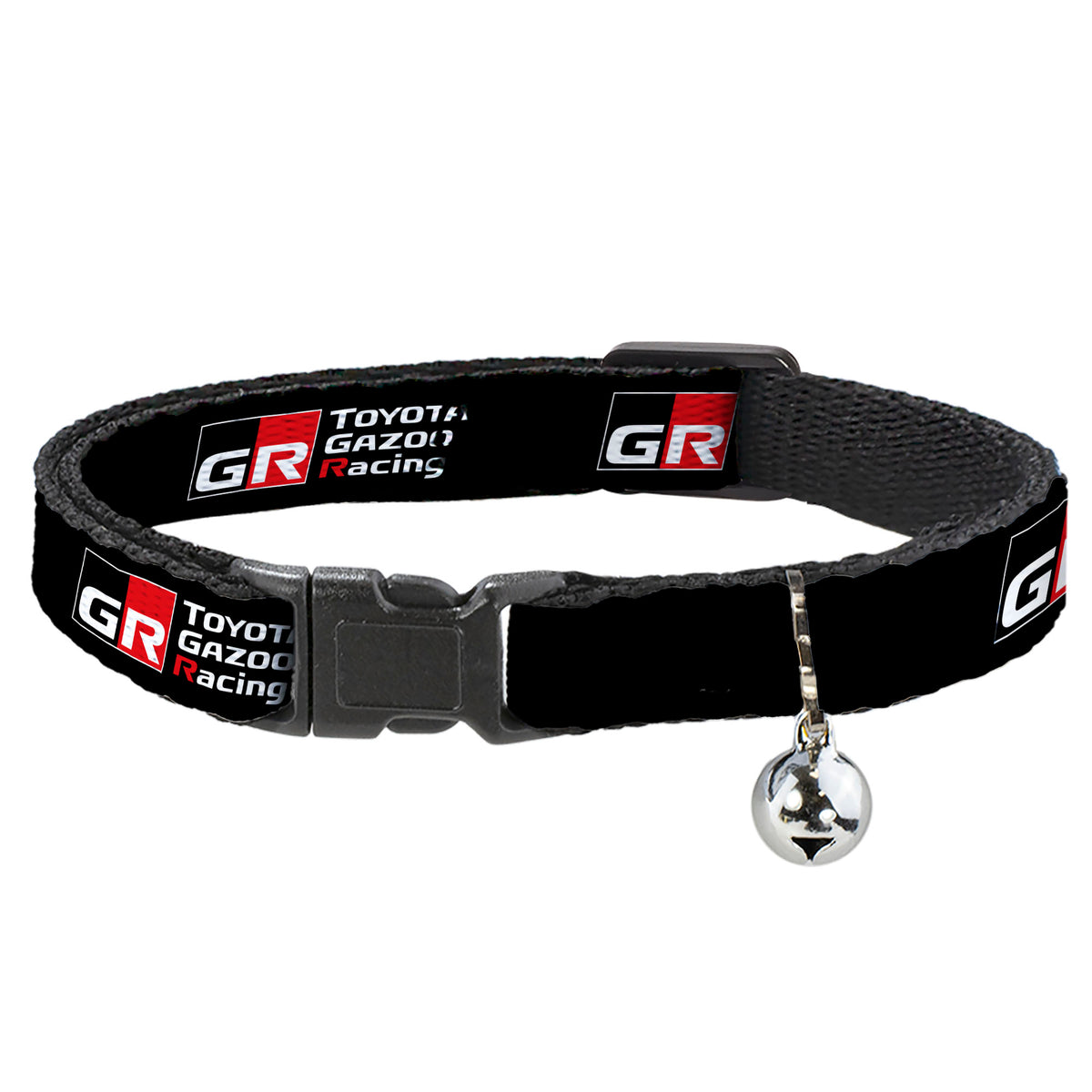 Breakaway Cat Collar with Bell - TOYOTA GAZOO RACING GR NORTH AMERICA Logo and Text Black/White/Red Cat Collars Breakaway Side Release Toyota