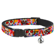 Cat Collar Breakaway with Bell - Sugar Skull Starburst White Multi Color Cat Collars Breakaway Side Release Thaneeya McArdle