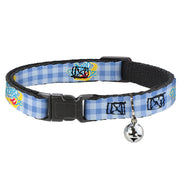 Breakaway Cat Collar with Bell - THE WIZARD OF OZ Logo Gingham Checker Blues Cat Collars Breakaway Side Release The Wizard of Oz