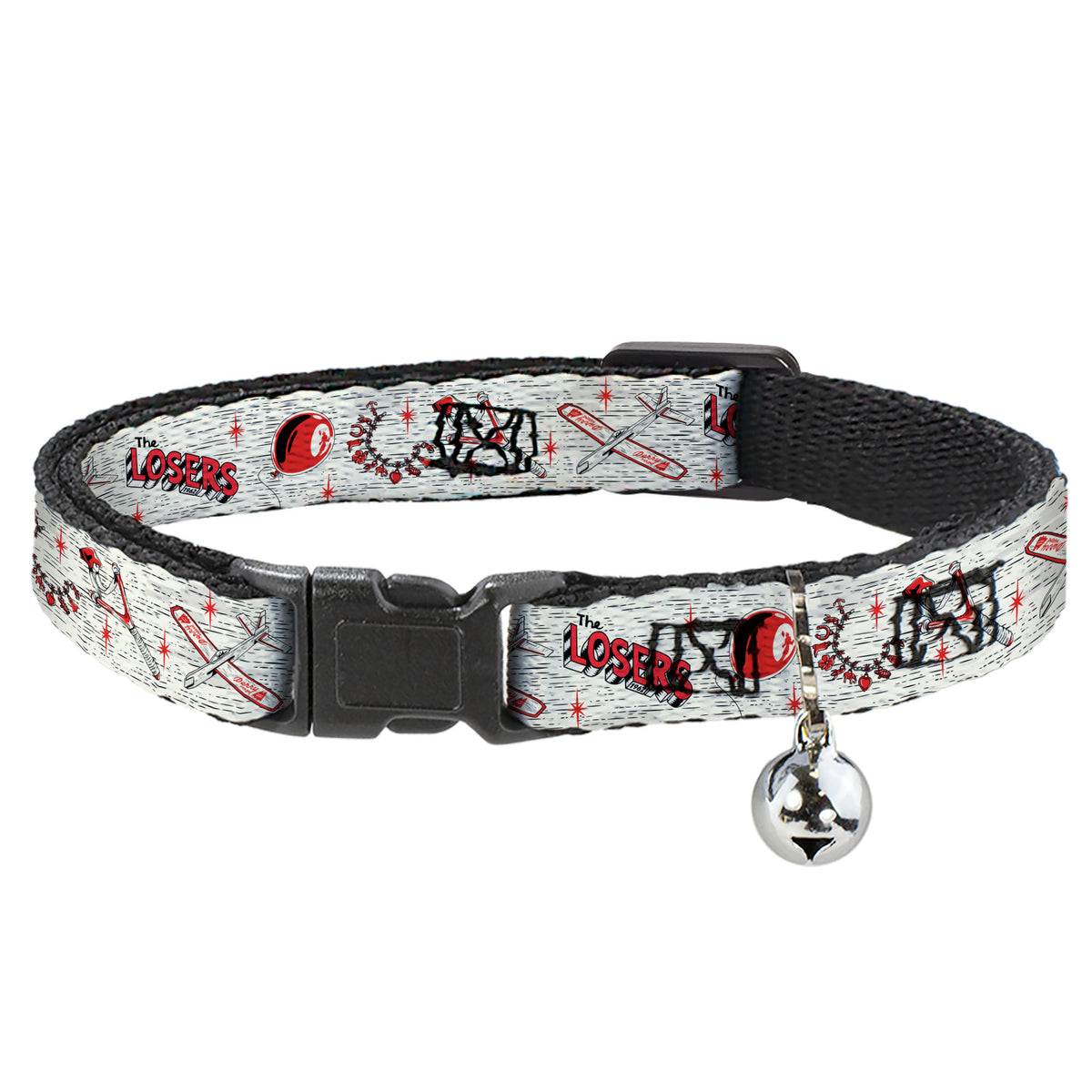 Breakaway Cat Collar with Bell - IT Welcome to Derry Icons Collage White/Black/Red Cat Collars Breakaway Side Release IT