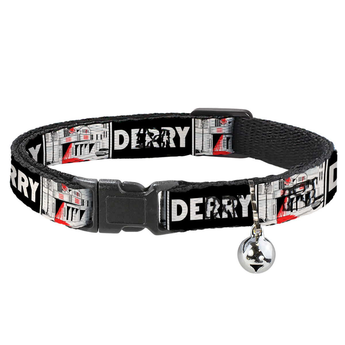 Breakaway Cat Collar with Bell - IT Welcome to Derry Vintage Movie Theatre Scene Black/White Cat Collars Breakaway Side Release IT