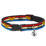 Cat Collar Breakaway - Wonder Woman Logo Stripe Stars Red Gold Blue White Cat Collars Breakaway Side Release DC Comics