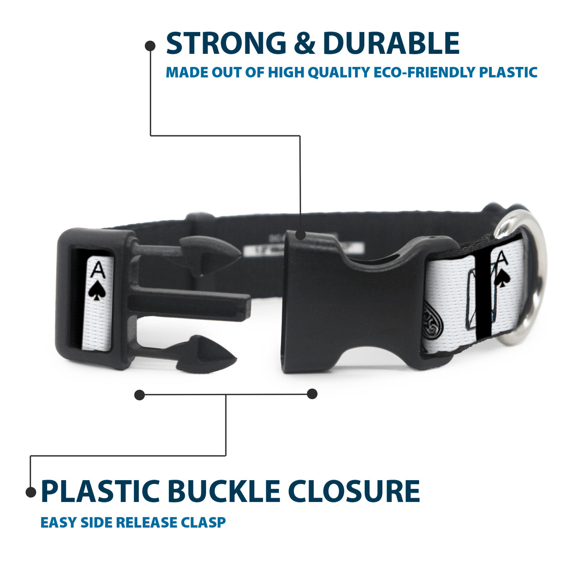 Plastic Clip Collar - Ace of Spades Dog Collars Plastic Clip Side Release Buckle-Down
