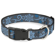 Plastic Clip Collar - Holiday Snowflakes Gray/Blue Dog Collars Plastic Clip Side Release Buckle-Down