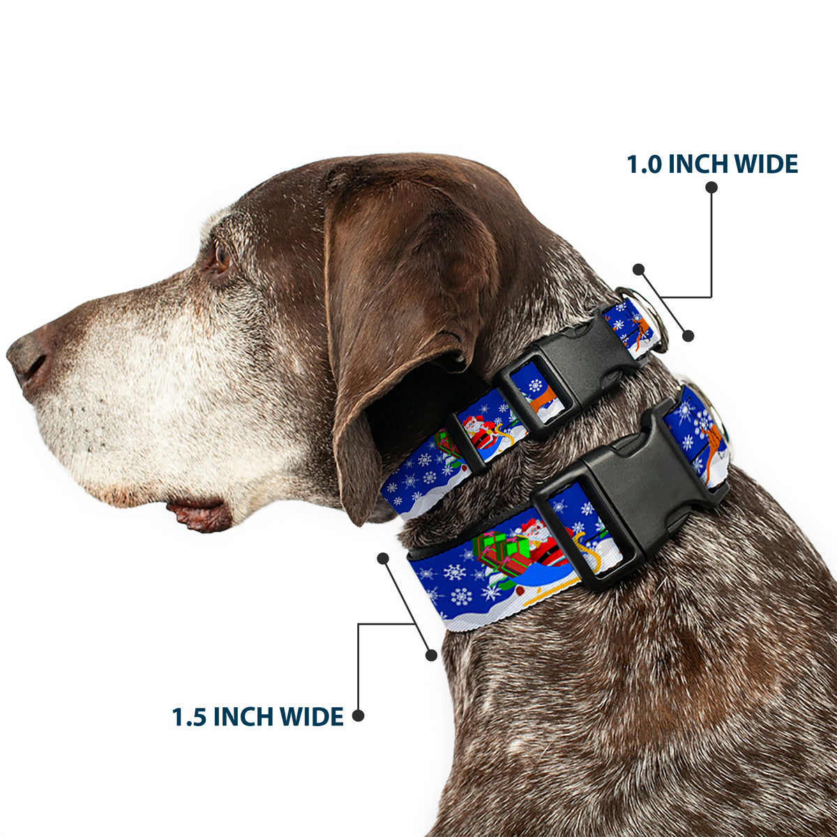 Plastic Clip Collar - Santa & Reindeers Dog Collars Plastic Clip Side Release Buckle-Down