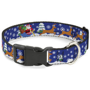 Plastic Clip Collar - Santa & Reindeers Dog Collars Plastic Clip Side Release Buckle-Down