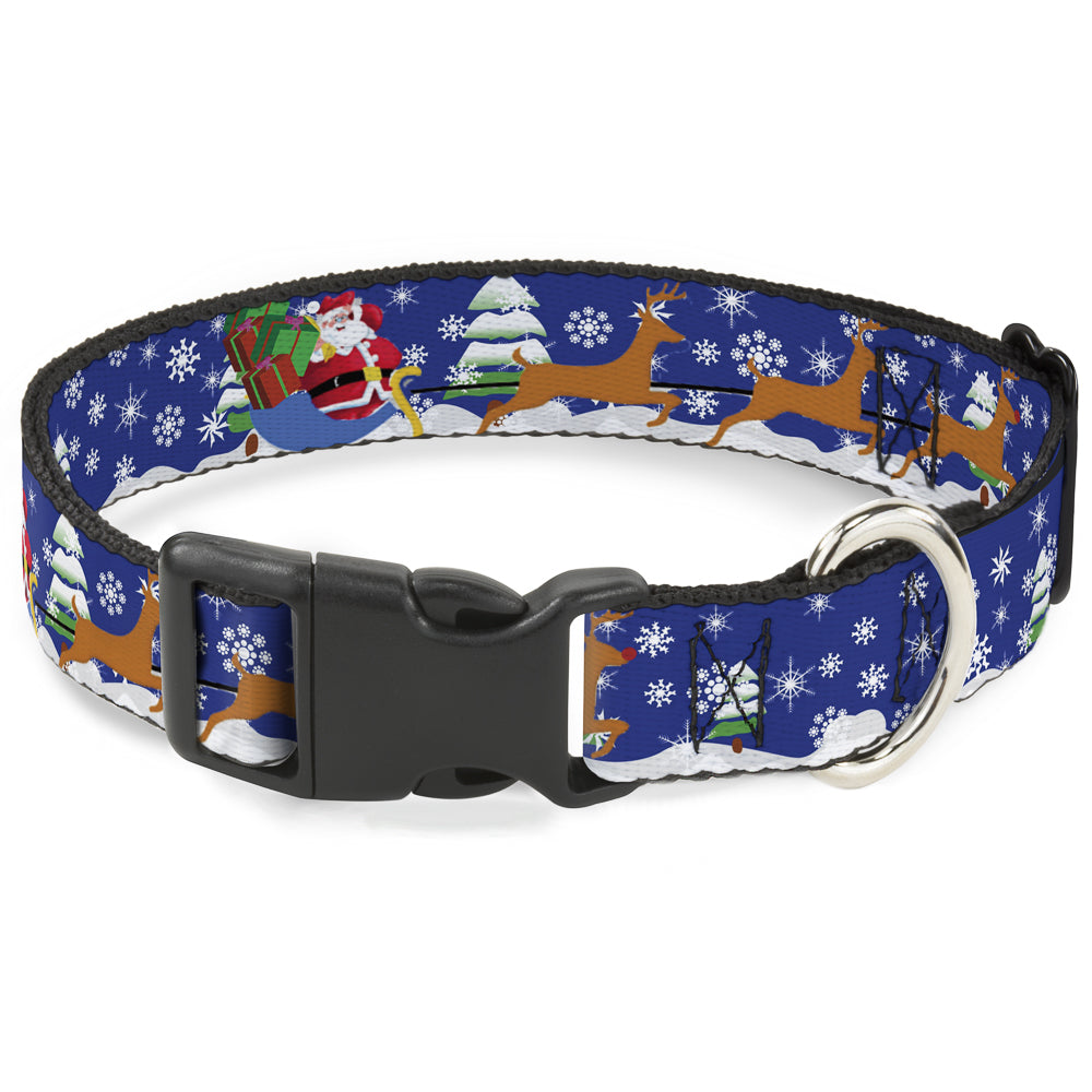 Plastic Clip Collar - Santa & Reindeers Dog Collars Plastic Clip Side Release Buckle-Down