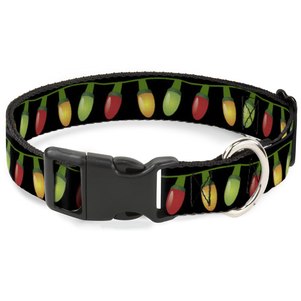 Plastic Clip Collar - Christmas Lights Black/Multi Color Dog Collars Plastic Clip Side Release Buckle-Down