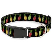 Plastic Clip Collar - Christmas Lights Black/Multi Color Dog Collars Plastic Clip Side Release Buckle-Down
