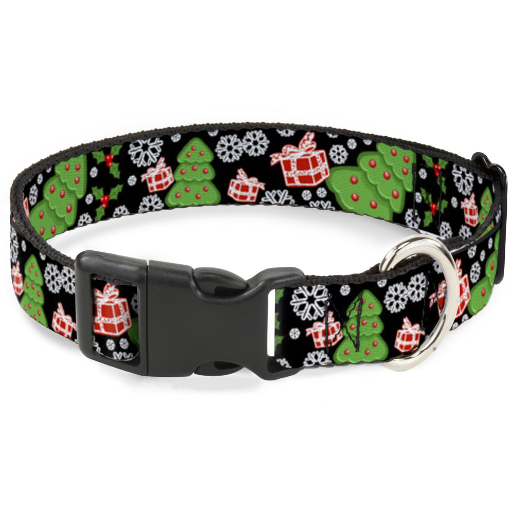 Plastic Clip Collar - Christmas Collage Black/White/Green/Red Dog Collars Plastic Clip Side Release Buckle-Down