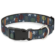 Plastic Clip Collar - Christmas Ornaments/Snowflakes Blue/White/Multi Color Dog Collars Plastic Clip Side Release Buckle-Down