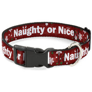 Plastic Clip Collar - Christmas NAUGHTY OR NICE/Snowflakes Reds/White/Green Dog Collars Plastic Clip Side Release Buckle-Down
