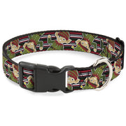Plastic Clip Collar - Christmas Elves/Stripes Black/Red/White/Green Dog Collars Plastic Clip Side Release Buckle-Down