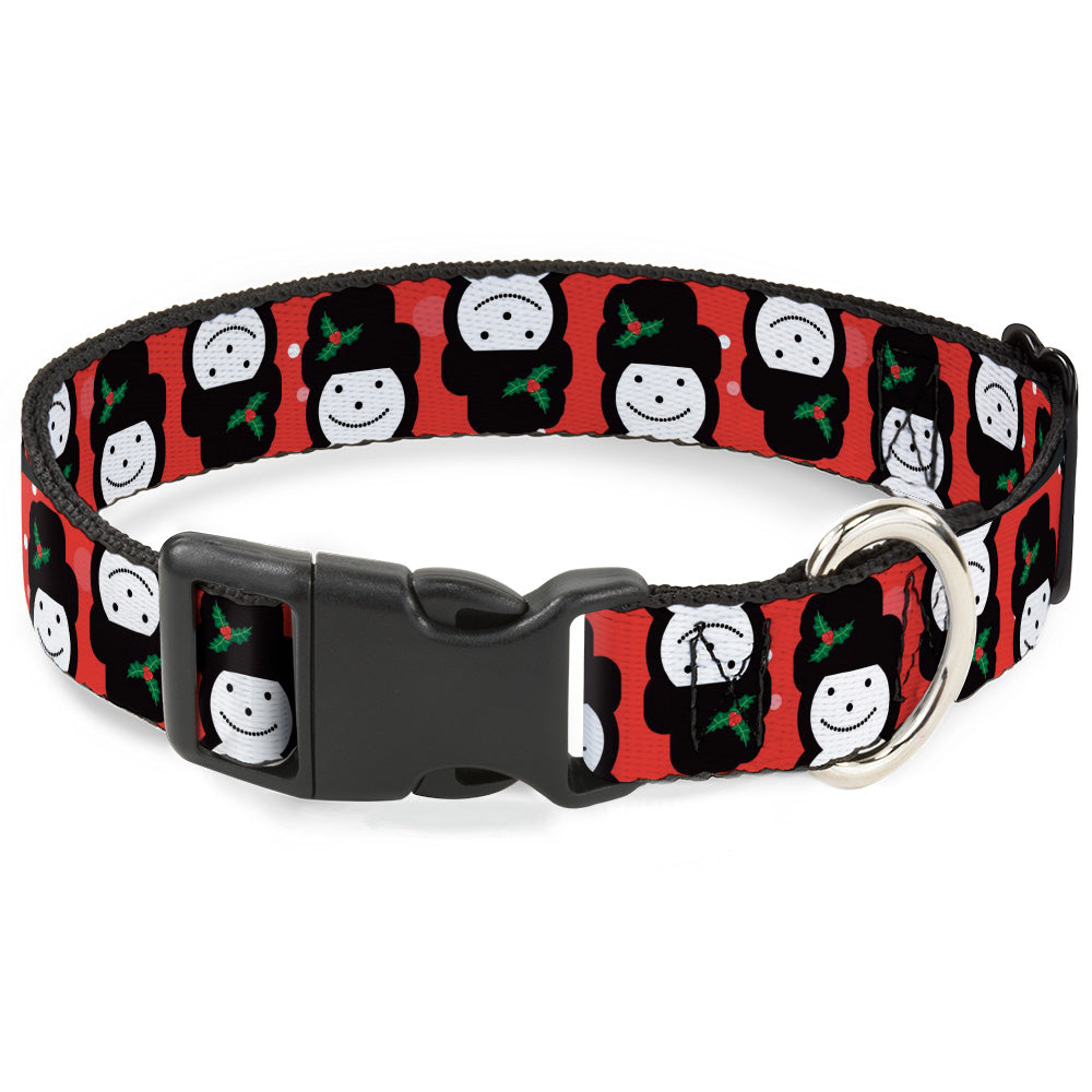 Plastic Clip Collar - Christmas Snowman Flip Red/White Dog Collars Plastic Clip Side Release Buckle-Down