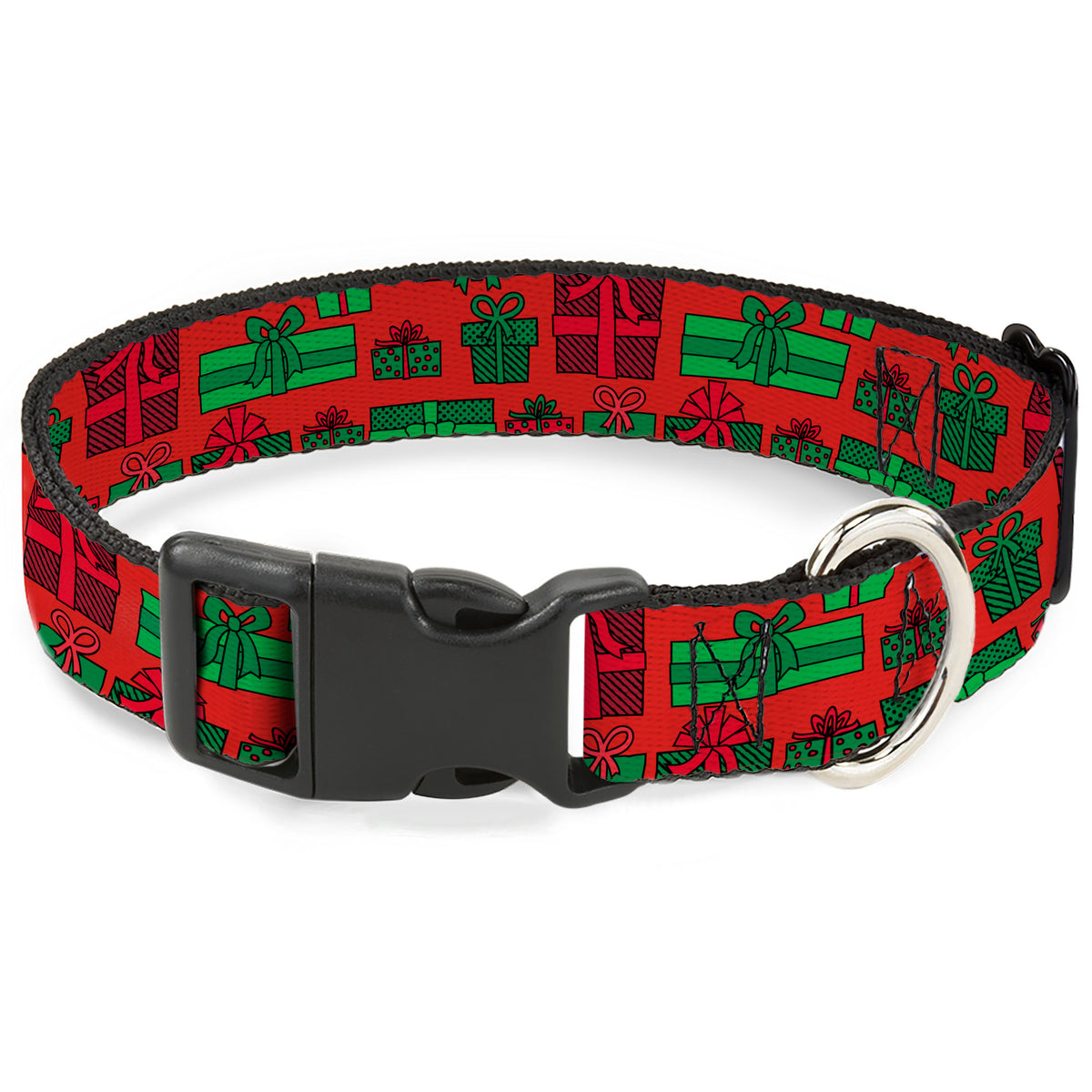Plastic Clip Collar - Christmas Holiday Gifts Packaged Red/Greens Dog Collars Plastic Clip Side Release Buckle-Down