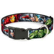 Plastic Clip Collar - Marvel Avengers 4-Superhero Poses CLOSE-UP Dog Collars Plastic Clip Side Release Marvel Comics
