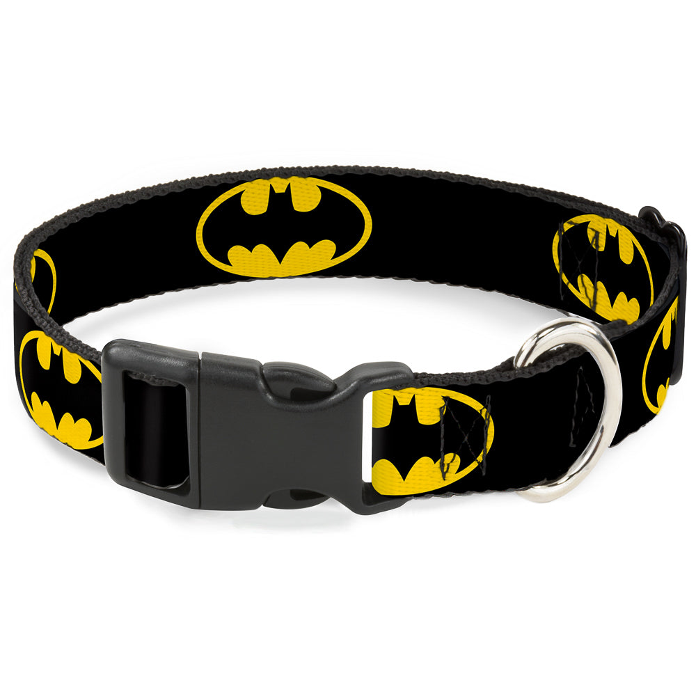 Plastic Clip Collar - Batman Shield Black/Yellow Dog Collars Plastic Clip Side Release DC Comics