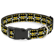 Plastic Clip Collar - Batman Shield Checkers Dog Collars Plastic Clip Side Release DC Comics