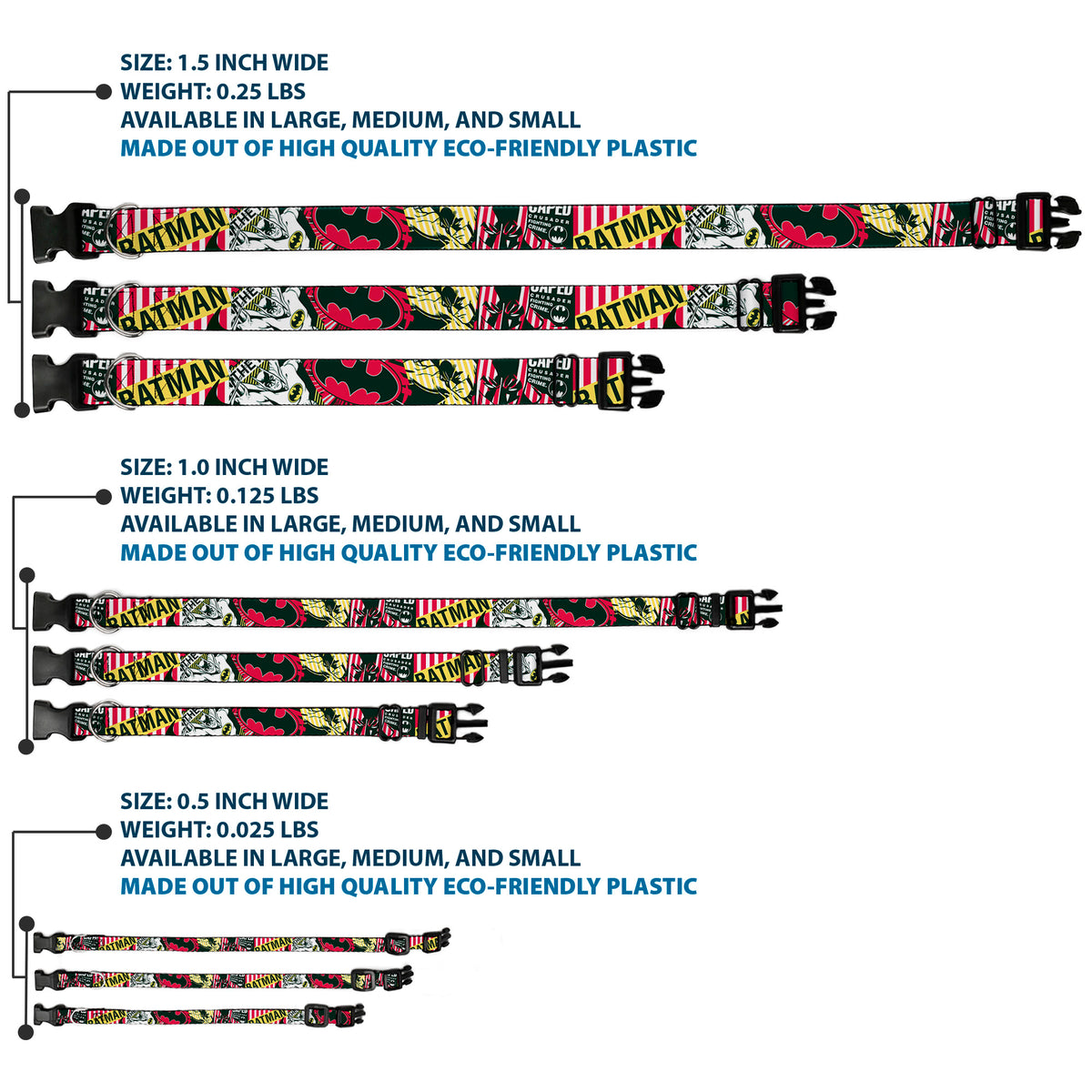 Plastic Clip Collar - Batman Caped Crusader Dog Collars Plastic Clip Side Release DC Comics