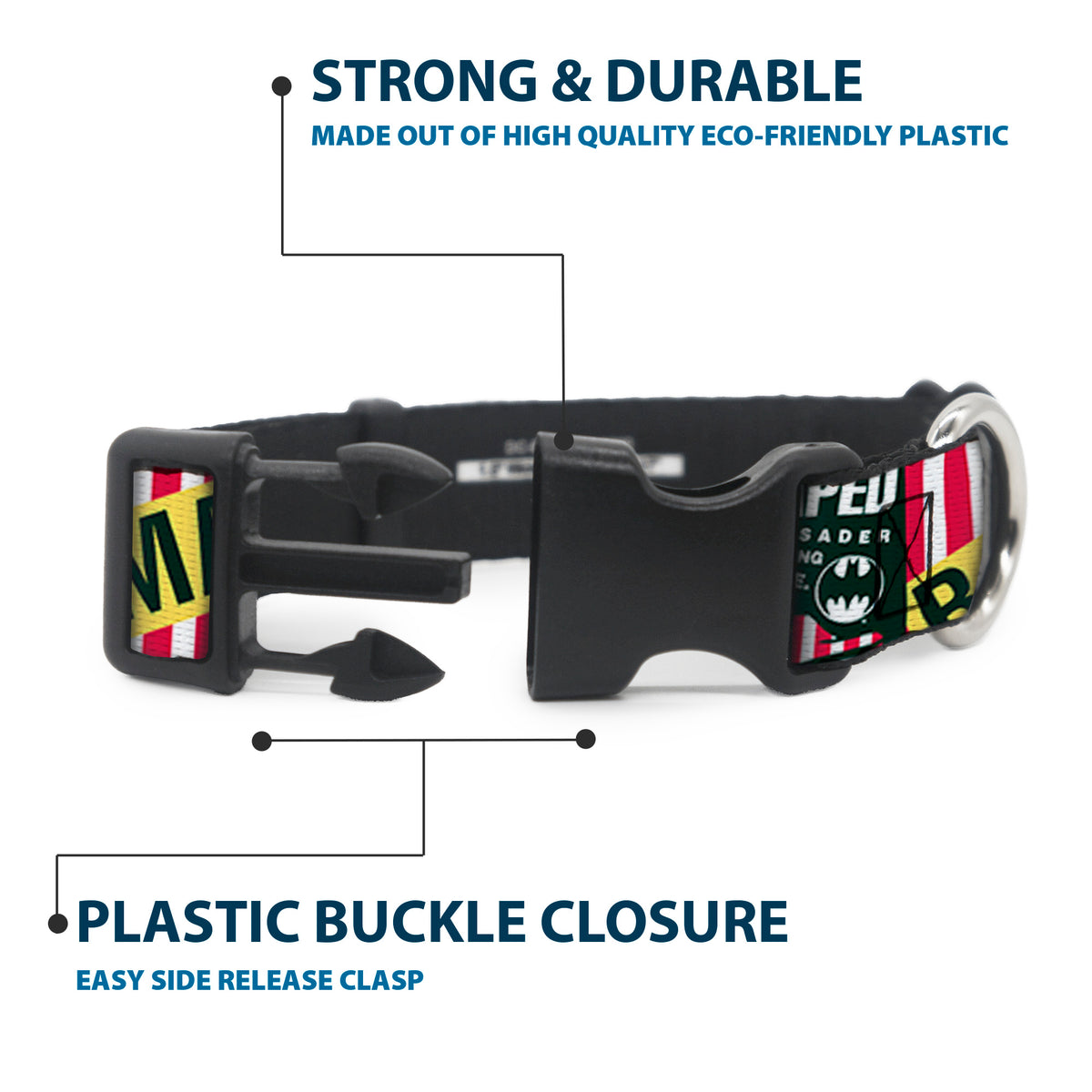 Plastic Clip Collar - Batman Caped Crusader Dog Collars Plastic Clip Side Release DC Comics