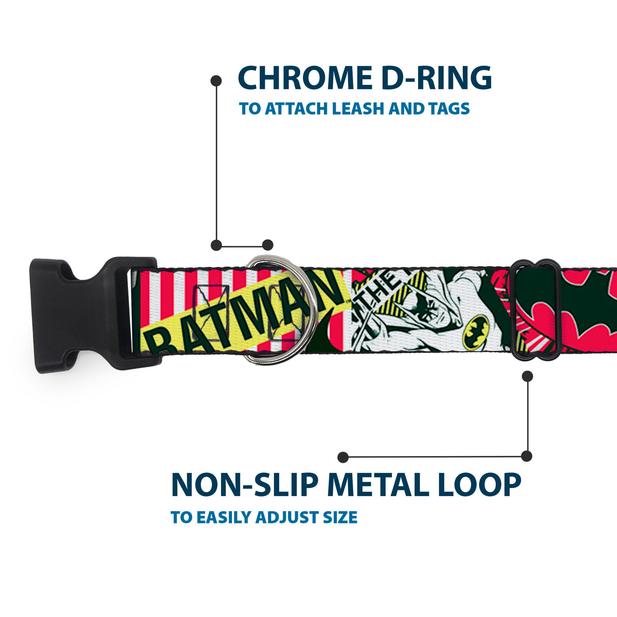 Plastic Clip Collar - Batman Caped Crusader Dog Collars Plastic Clip Side Release DC Comics