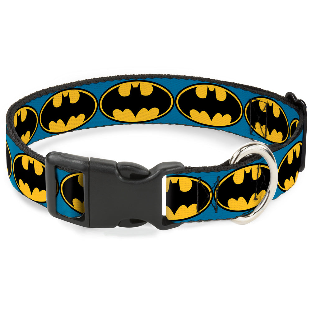Plastic Clip Collar - Bat Signal-3 Blue/Black/Yellow Dog Collars Plastic Clip Side Release DC Comics