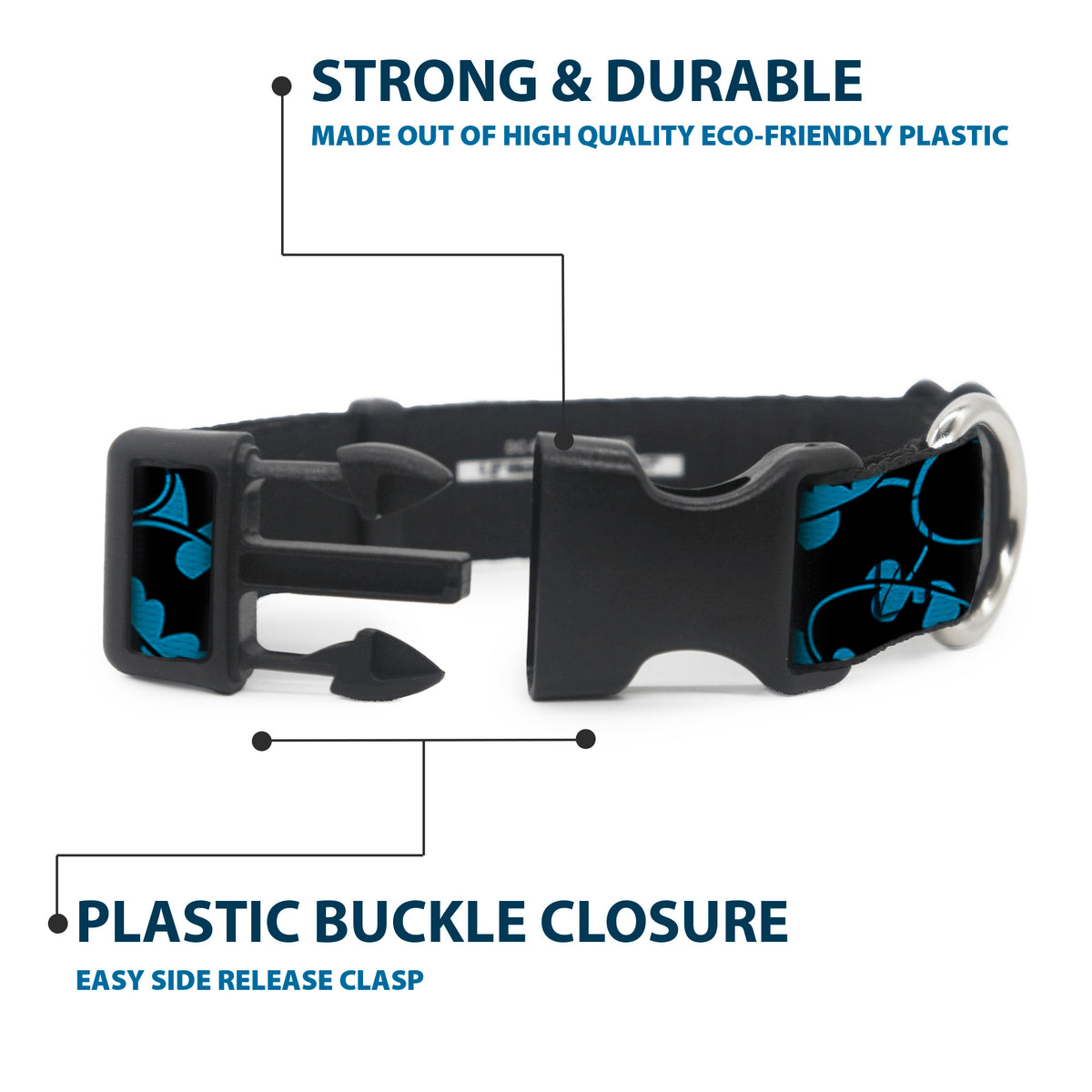 Plastic Clip Collar - Bat Signals Stacked Blue/Black Dog Collars Plastic Clip Side Release DC Comics